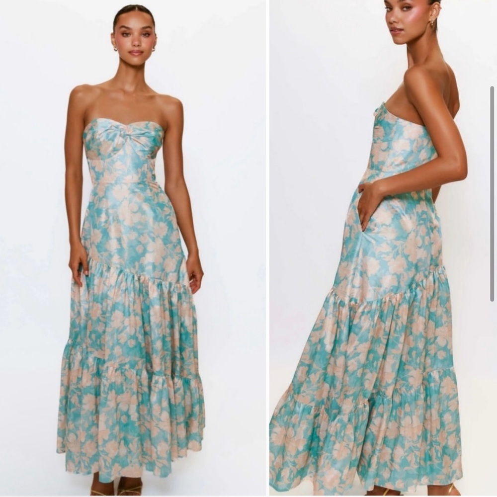 Hutch Anthropologie Phoebe Floral Strapless Maxi Cocktail Dress Womens 2 NWT